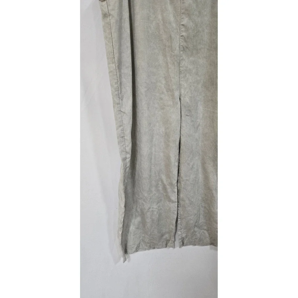 Zara‎ women L wide leg linen lyocell blend overall jumpsuit granola outdoor